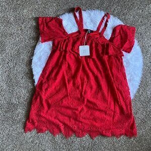 Misguided Mini Dress Lace Red New Womens Size 12